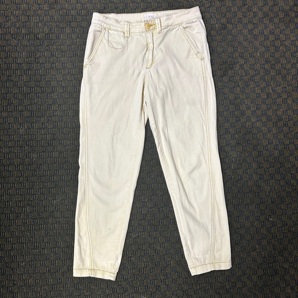 Anthropologie Chino Relaxed Fit Pants Yellow‎ Cream Tapered Size 28